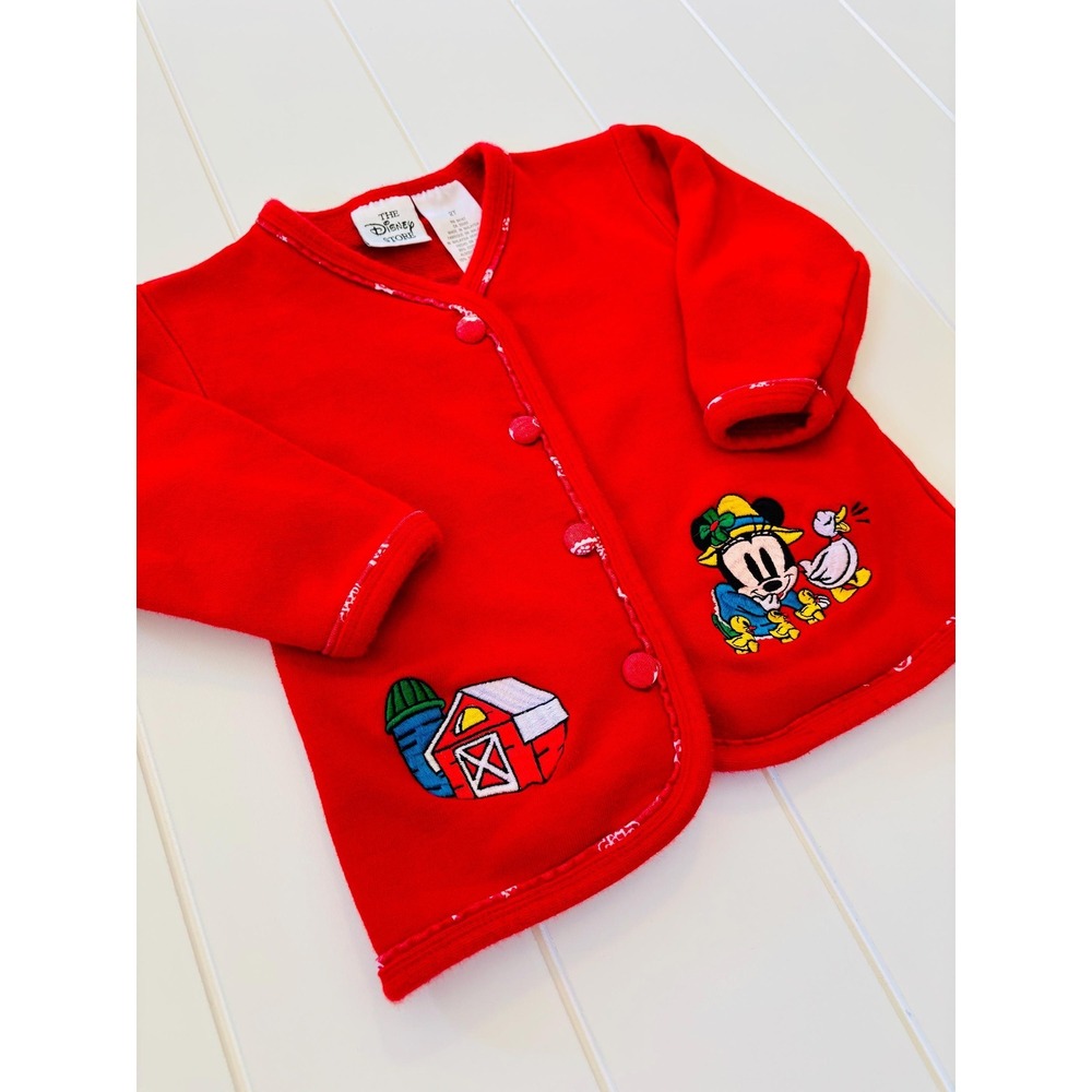 Vintage Mickey & Co Minnie Mouse Farm Theme Embroidered Cardigan, Size 2T - Picture 2 of 12